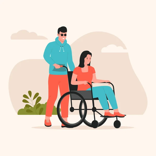 Ilustración Del Concepto Del Día Discapacitado Ilustración Para Sitio Web — Vector de stock