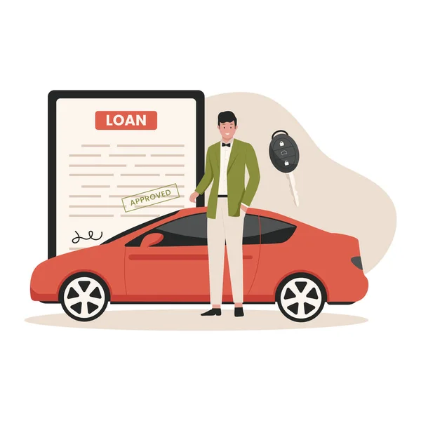 車貸付け金の概念図 ウェブサイト ランディングページ モバイルアプリ ポスター バナーのイラスト トレンドフラットベクトルイラスト — ストックベクタ