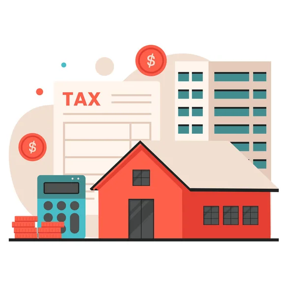 Ilustración Del Concepto Impuesto Sobre Propiedad Ilustración Para Sitios Web — Vector de stock