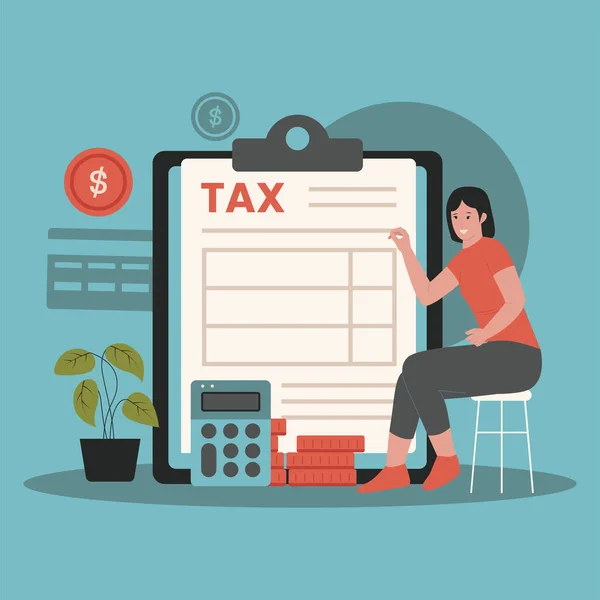 Tax Calculation Concept Illustration Illustration Websites Landing Pages Mobile Apps — Stock Vector