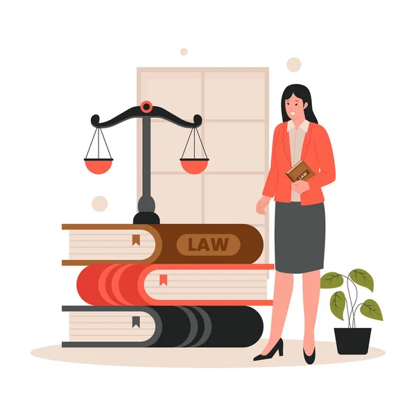 Právní Spravedlnost Koncept Plochý Ilustrační Vektor Ilustrace Pro Webové Stránky — Stockový vektor