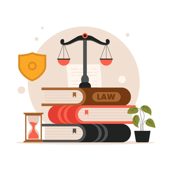 Concetto Legge Giustizia Vettore Dell Illustrazione Piatta Illustrazione Sito Web — Vettoriale Stock