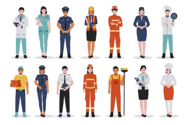 People profession illustration set collection. Flat vector illustration isolated on white background clipart