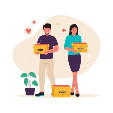 Vektör el çizimi bağış çizimi. Düz vektör çizimi beyaz arkaplanda izole edildi