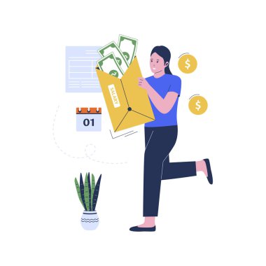 Kadın maaş kavramının vektör çizimi. Personel vektörü. Düz tasarım çizimi