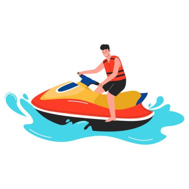 Jetski illüstrasyon konsepti. Düz tasarım çizimi