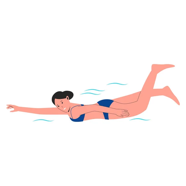 Mujer Nadando Concepto Ilustración Ilustración Diseño Plano — Vector de stock