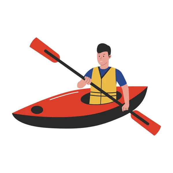 Ilustración Conceptual Del Hombre Montando Kayak Ilustración Diseño Plano Ilustraciones de stock libres de derechos