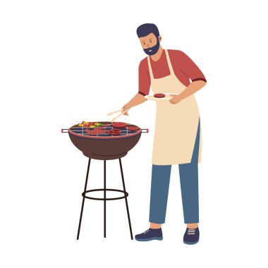 Barbekü konseptinin vektör çizimi. Vektör düz resimleme