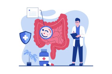 Gut Health konsepti çizimi. Vektör düz resimleme