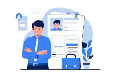 İş başvurusu vektör çizimi için devam et. Düz vektör illüstrasyonu