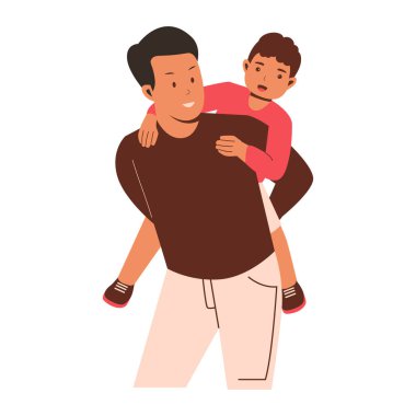 Mutlu babadan oğula. Düz illüstrasyon kavramı