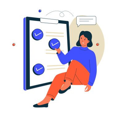 Anket formu konsepti taşıyıcısı. Web siteleri, iniş sayfaları, mobil uygulamalar, posterler ve afişler için çizimler. Moda düz vektör çizimleri