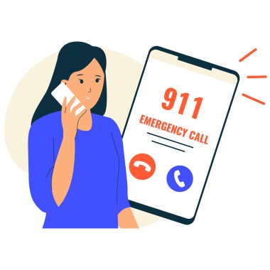 Acil çağrı konsepti çizimi. Web siteleri, iniş sayfaları, mobil uygulamalar, posterler ve afişler için çizimler. Moda düz vektör çizimleri