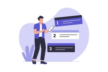 İş öncelikleri listesi konsepti. Planlama ve iş yönetimi için önemli bir gündem. Web siteleri, iniş sayfaları, mobil uygulamalar, posterler ve afişler için çizimler