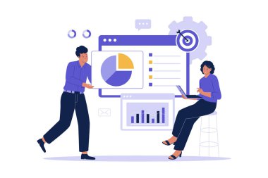 İş veri analizinin tasarımı. İş için veri analizi araştırması. Web siteleri, iniş sayfaları, mobil uygulamalar, posterler ve afişler için resim.