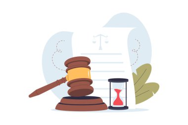 Hukuk ve Adalet Kavramı İllüstrasyonu. Web siteleri, iniş sayfaları, mobil uygulamalar, posterler ve afişler için çizimler