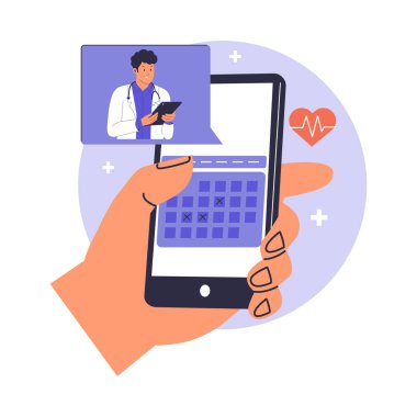 Tıbbi Randevu Online Rezervasyon İllüstrasyonu. Sağlık Hizmetleri Programı Konsepti. Web siteleri, iniş sayfaları, mobil uygulamalar, posterler ve afişler için çizimler