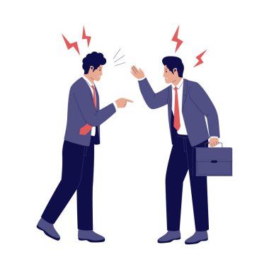 Ortak kurucu Çatışma İllüstrasyonu. Startup Partnerleri arasındaki iş anlaşmazlığı. Web siteleri, iniş sayfaları, mobil uygulamalar, posterler ve afişler için çizimler