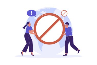 Medya İletişiminde Halkın Ters Tepkisinin ve Sosyal Reddedilmesinin İllüstrasyonu. Web siteleri, iniş sayfaları, mobil uygulamalar, posterler ve afişler için çizimler