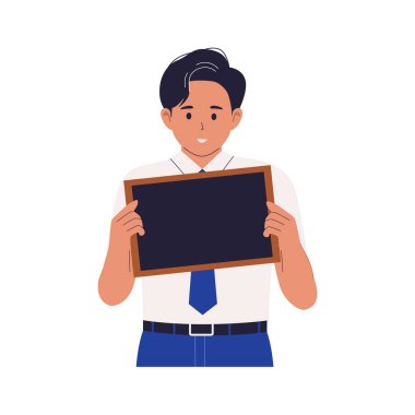 Endonezya Lisesi Öğrencilerinin Küçük Tahta Tutucu İllüzyonu. Web siteleri, iniş sayfaları, mobil uygulamalar, posterler ve afişler için çizimler