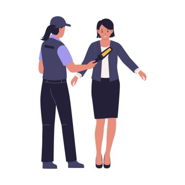 Kadın Vücut Tarayıcı Güvenliği 'nden Muhafız. Web siteleri, iniş sayfaları, mobil uygulamalar, posterler ve afişler için çizimler