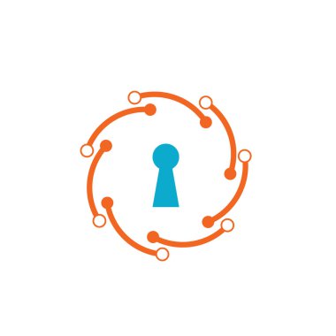 teknoloji kilidi ikon vektör tasarım şablonu ağı