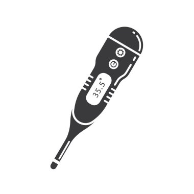 siyah tıbbi termometre vektör element dizayn şablonu ağı