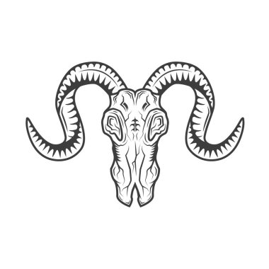 siyah koç kafatası element vektör sanat tasarım şablonu  