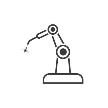 Robotik kaynak elemanı simge vektör çizgisi tasarım şablonu 