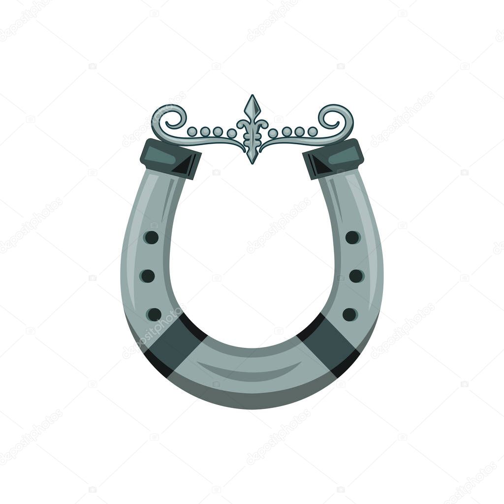Horse shoe cartoon vector art with fleur de lis element design template web