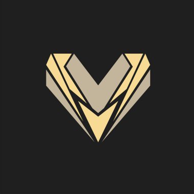 v harfi simge vektör element dizayn şablonu ağı