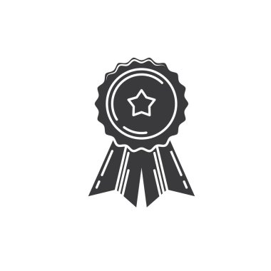 siyah yıldız rozet madalyası ikon vektör element şablonu web tasarımı