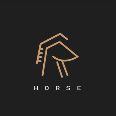 R harfi at çizgisi simgesi logo vektör konsept şablonu ağı