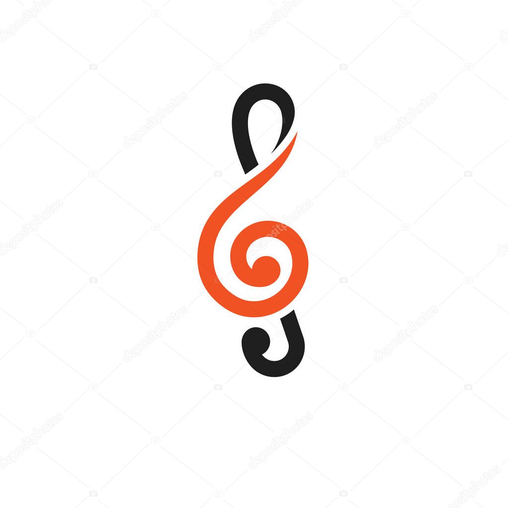 Letter g treble clef note music logo design concept