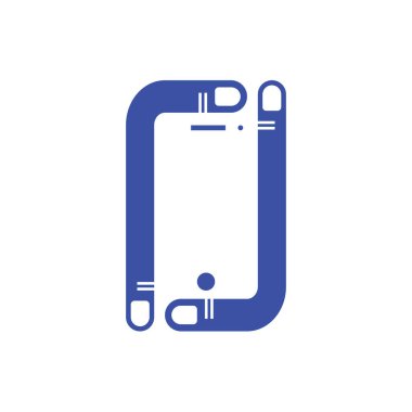 Eller bir telefon simgesi logo vektör konsepti dizayn şablonu ağı oluşturuyor