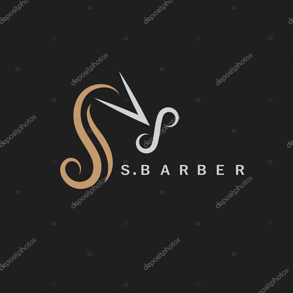 S letter arrow hair cut logo icon vector concept design template