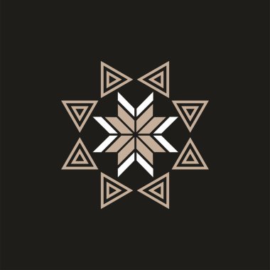 Geometrik mandala üçgeni, yıldız, çapraz, daire vektör element tasarım şablonu