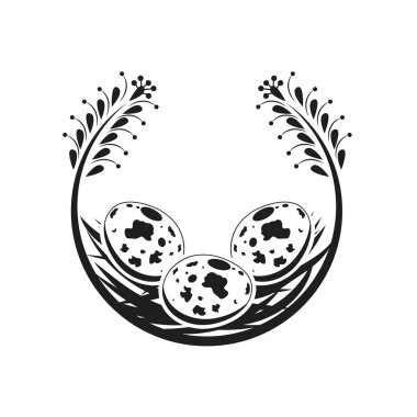 Siyah bıldırcın yumurtası logo ikonu vektör tasarımı