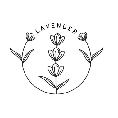 siyah lavanta çiçeği çember logo vektör element tasarımı