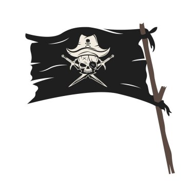 korsan bayrağı yırtılmış vektör element dizayn şablonu