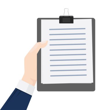 Elimde bir yapılacaklar listesi kağıt karikatür vektör illüstrasyon element tasarımı şablonu var