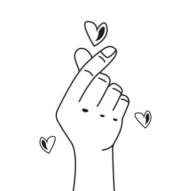 siyah parmaklar bir kalp vektör tasarım şablonunu işaret eder