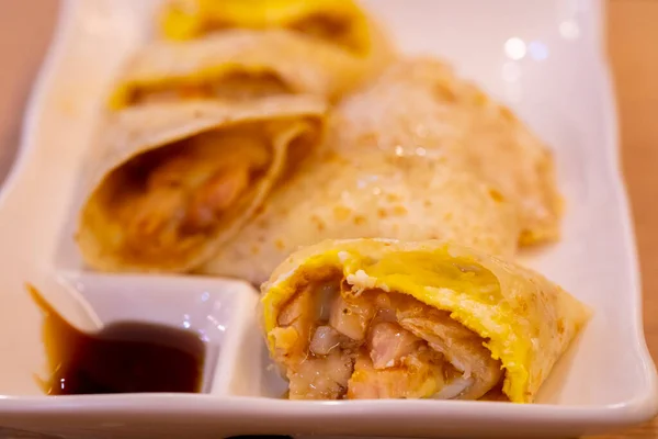 Taiwanese Love Delicious Breakfast Chicken Omelette — Stock Photo, Image