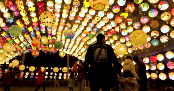 2022 Taipei Tayvan Fener Festivali Metin Şanslı Şans Mutlu Yıllar — Stok video