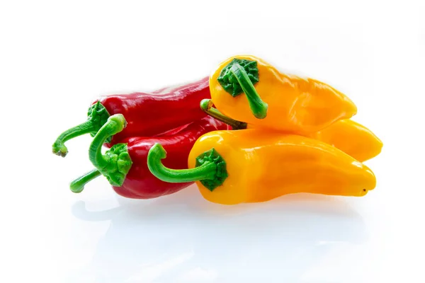 Red Yellow Fresh Bell Peppers White Background Royalty Free Stock Images