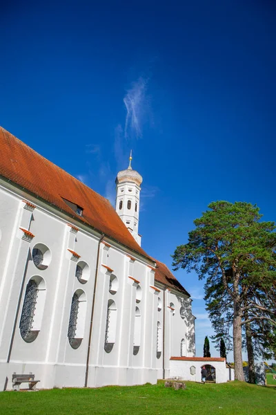 Kirche Der Kleinstadt Schwangau Bayern Deutschland — Stockfoto