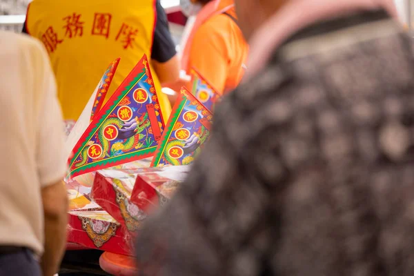 Chinesisches Geisterfestival Zhongyuan Purdue Reiche Opfergaben Und Menschen 2022 Taipeh — Stockfoto
