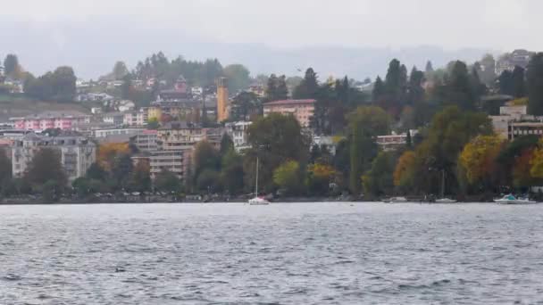 Západoevropské Největší Vnitrozemské Jezero Švýcarsko Švýcarsko Ženevské Jezero Známé Jako — Stock video
