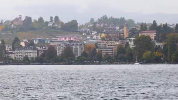西ヨーロッパ最大の内陸湖 スイス スイス レイクジュネーブ 一般にレングレイクと呼ばれる — ストック動画